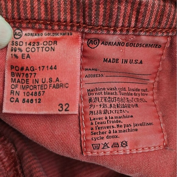 AG Adriano Goldschmied The Daisy Denim Shorts Women's 32 Red Stripe Frayed Hem - Picture 4 of 11